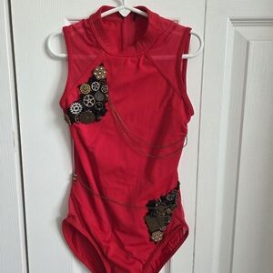 balera Red Dancewear Leotard with Neutral Lining